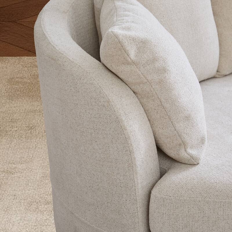 73.8"W Modern Wide Curved Sofa, Modern Luxury Plush Chenille