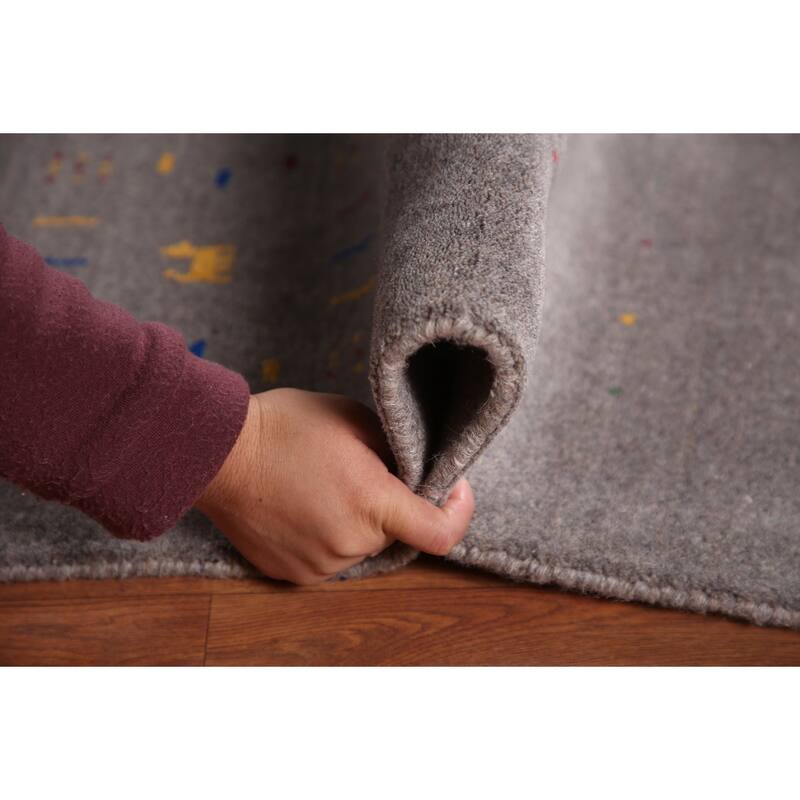 Tribal Gray Gabbeh Oriental Area Rug Handmade Wool Carpet - 7'9" x 9'10"