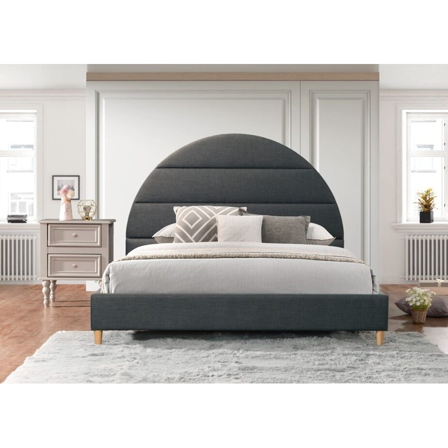 Bed with round shop headboard