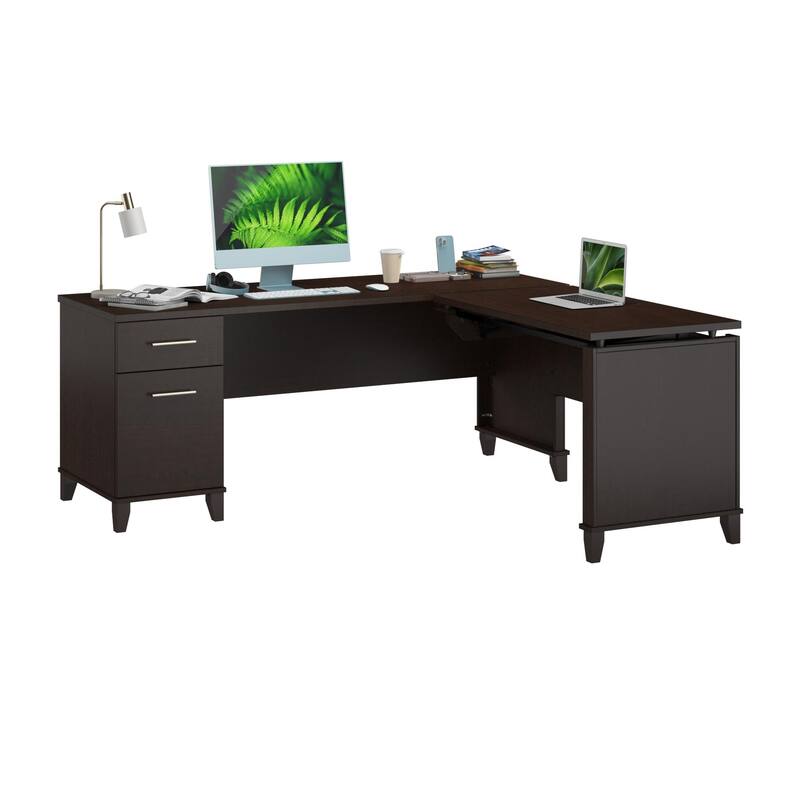Somerset 72W 3 Position Sit to Stand L Shaped Desk by Bush Furniture - Mocha Cherry