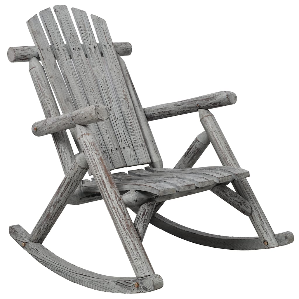 Outdoor Wooden Rocking Chair for Porch, Patio, or Garden - 26" x 39.375" x 38"