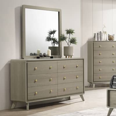 Furniture of America Thaila Modern 2-Piece Grey 6-Drawer Dresser and Mirror Set