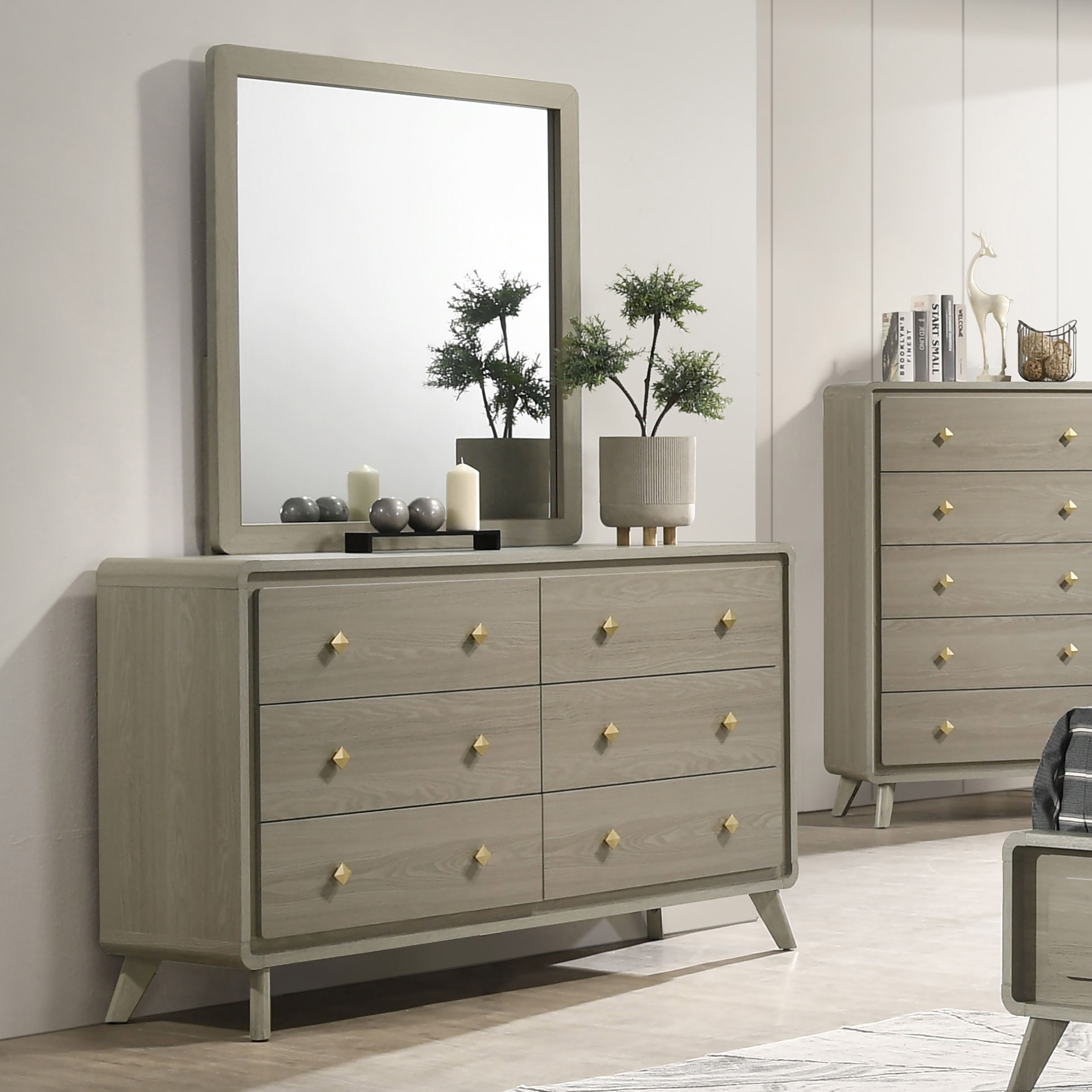 grey dresser set Kelowna Solid Mahogany Wood Gray with 9 Drawers Homelegance Woodrow HE Everly Living Durham 6-Drawer Dresser