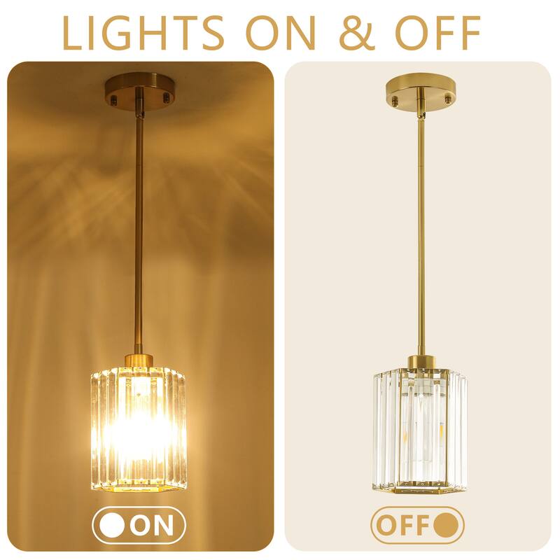 1-Light Crystal Pendant Lighting Fixtures for Sloped Ceiling