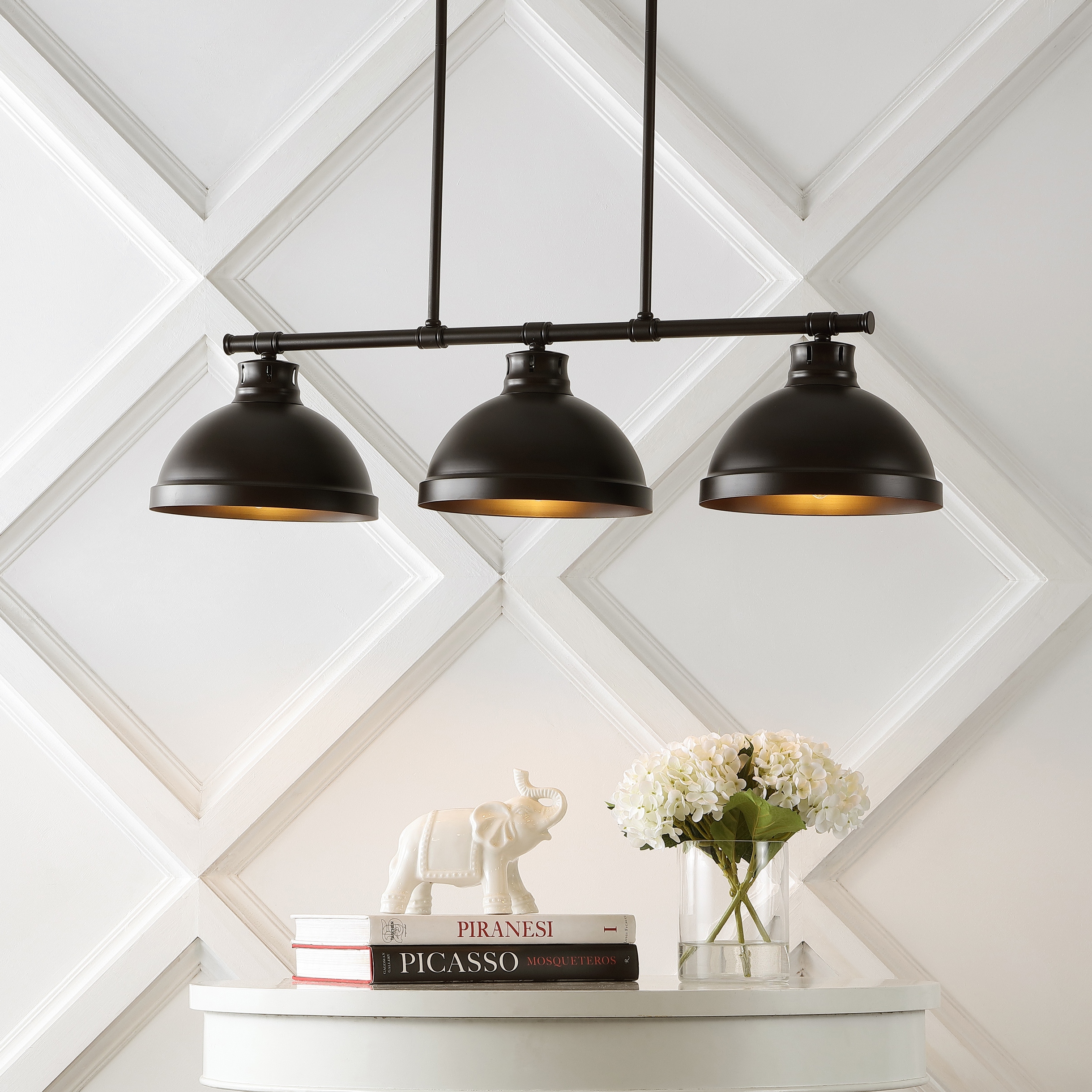 Levi 36 3 Light Industrial Farmhouse Iron Linear LED Pendant Oil Rubbed Bronze by JONATHAN Y 3 Light On Sale Bed Bath Beyond 36024336