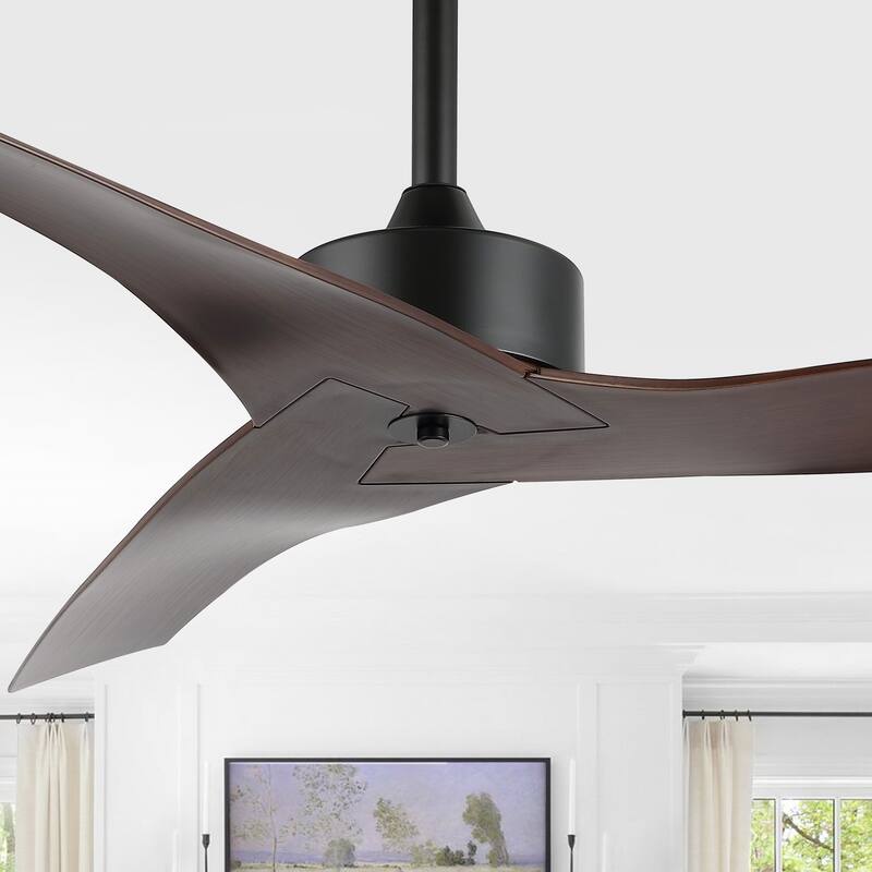 Sully 50" Modern Minimalist Iron/Plastic Mobile-App/Remote-Controlled 6-Speed Razor Ceiling Fan, by JONATHAN Y