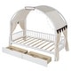 preview thumbnail 17 of 28, Wooden Twin Size Bed With Arched Roof and 2 Drawers