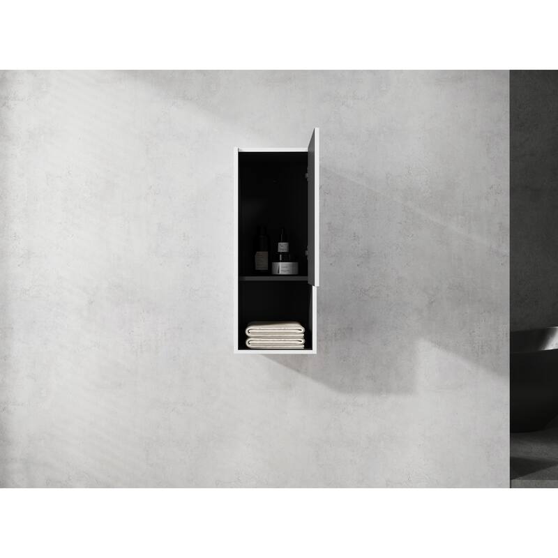 12" Bathroom Side Cabinet,Soft Close Doors,Float Mounting Design