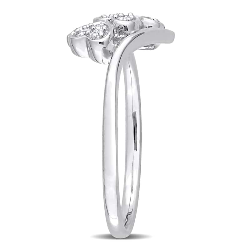 Miadora 1/10ct TW Diamond Triple Heart Bypass Promise Ring in Sterling Silver