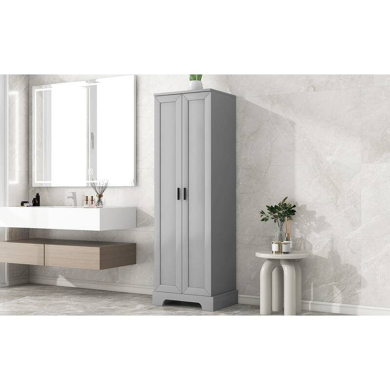 GDFStudio - Lucas Spacious Two-Door Storage Cabinet with Adjustable Shelves