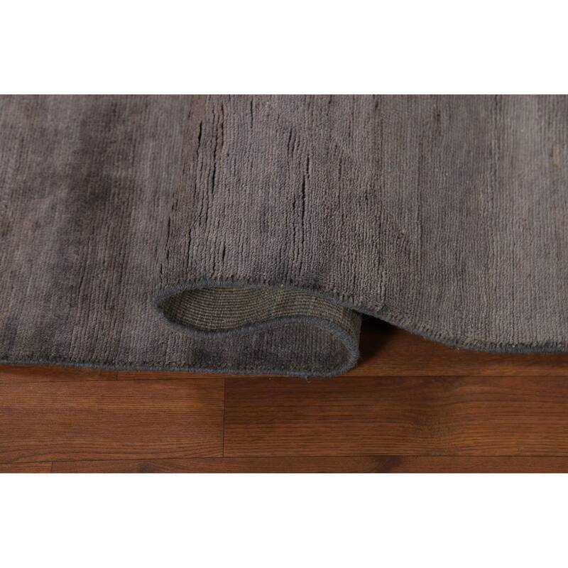 Gabbeh Modern Rug Hand-Knotted Grey Striped Wool Carpet - 3'3" x 4'11"