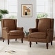 preview thumbnail 4 of 22, 2 Set Modern Vegan Leather Wing Back Armchair Brown