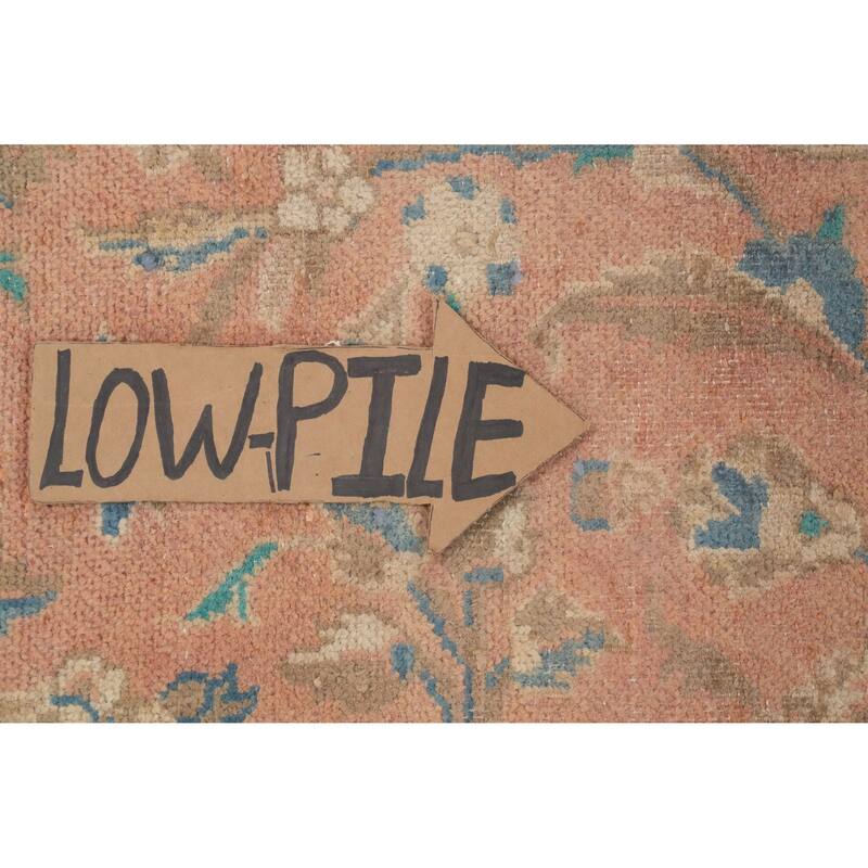 Hand Knotted Oriental 100% Wool Carpet Traditional Floral Pink Mashad Area Rug - 13' 1'' X 9' 8''