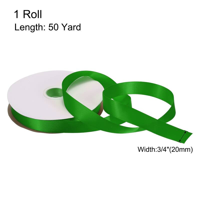 Satin Ribbon Grosgrain Valentine Solid Double Face Wedding Ribbon - Green - 3/4" x 50 Yard