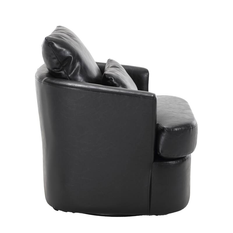 32.68" Swivel Barrel Chair with Metal Base