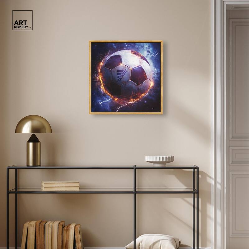 Electrify Soccer Ball Canvas by Art Remedy