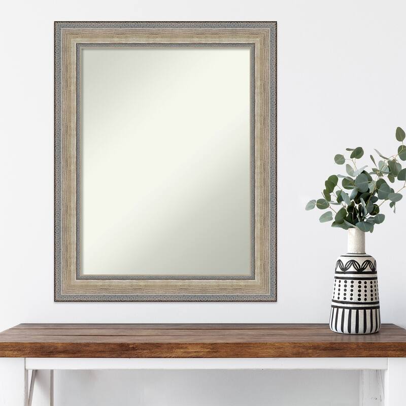 Fleur Silver Non-Beveled Wood Framed Wall Mirror - Fleur Champagne Silver