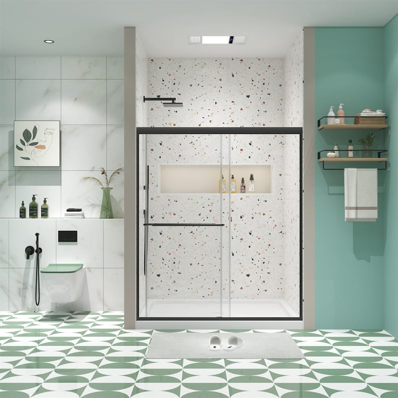 Bypass Shower Sliding Door with 1/4" Tempered Glass