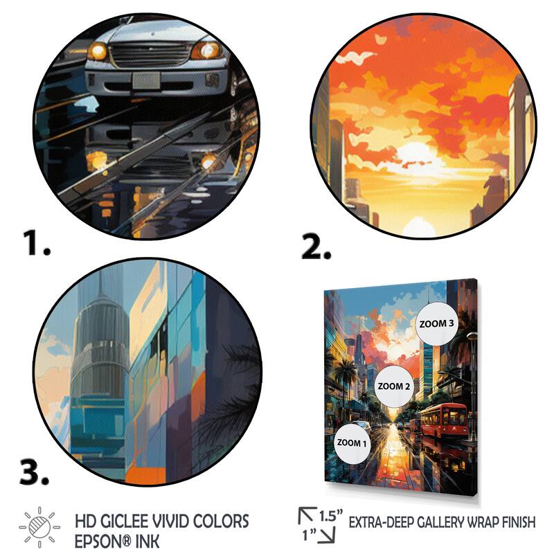 Designart "City Phoenix Popart II" Phoenix Canvas Wall Art