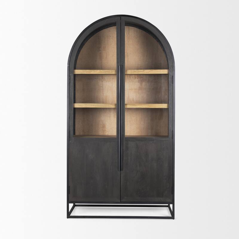 Sloan Black/ Dark Brown Arched Display Dining Cabinet