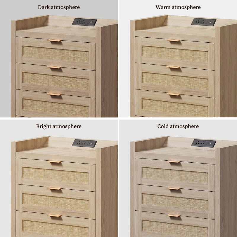 SICOTAS Farmhouse Set of 2 Nightstand with Charging Station and Drawers