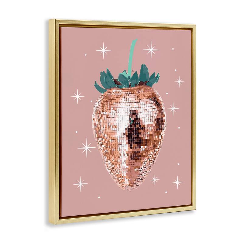 Stupell Luminous Glam Strawberry Framed Floater Canvas Wall Art Design By Lil' Rue