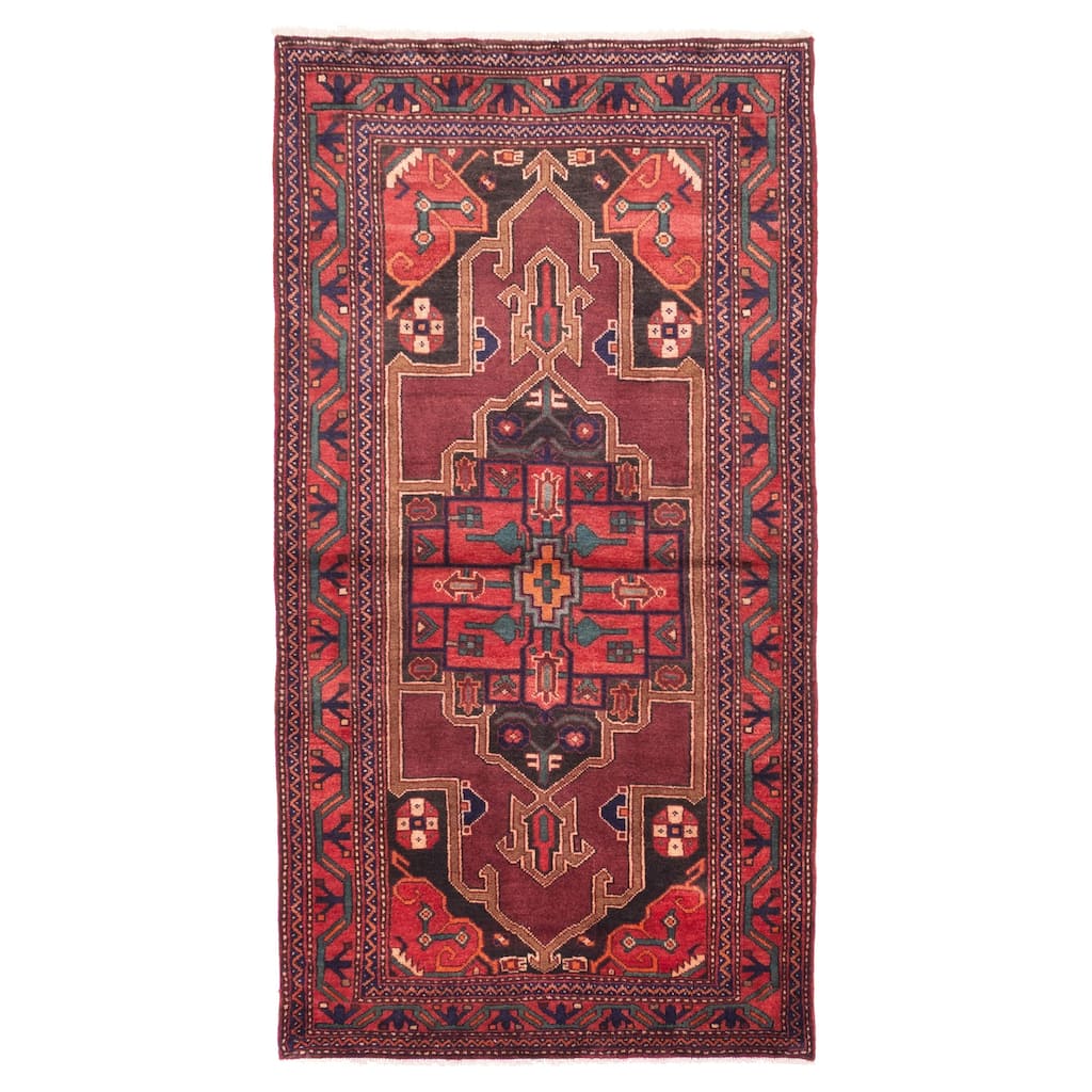 ECARPETGALLERY Hand-knotted Anatolian Dark Red Wool Rug - 3'7 x 7'0