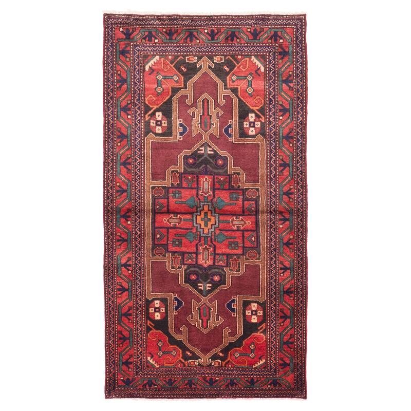 ECARPETGALLERY Hand-knotted Anatolian Dark Red Wool Rug - 3'7 x 7'0