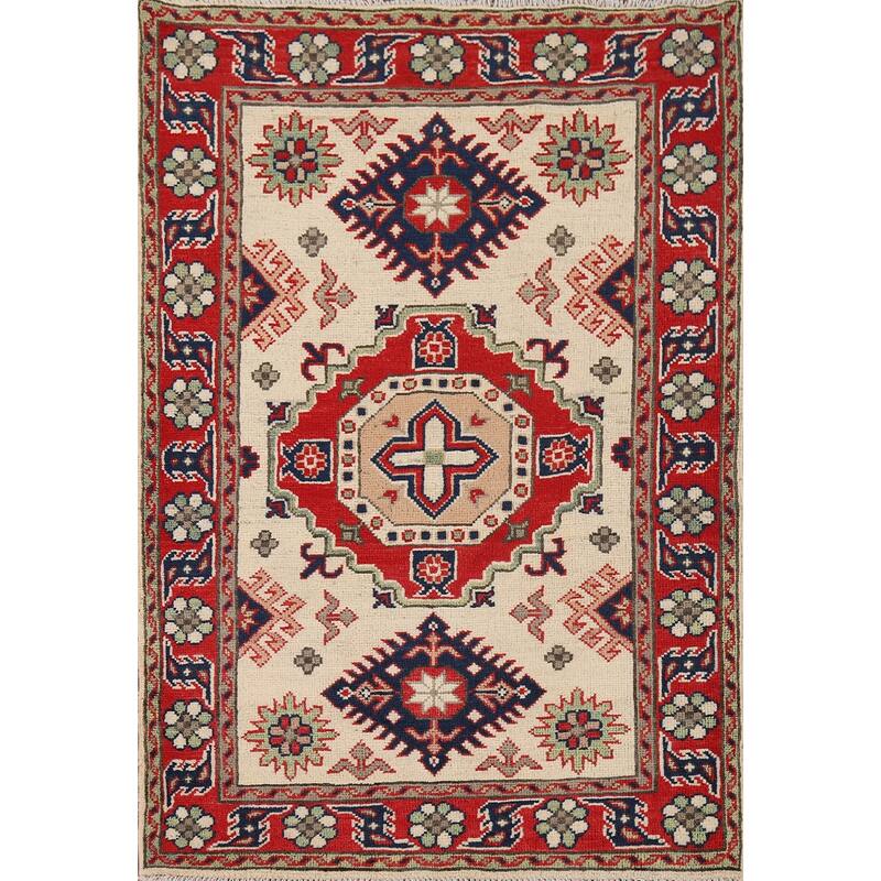 Kazak Oriental Foyer Rug Hand-Knotted Wool Carpet - 2'10" x 4'5"