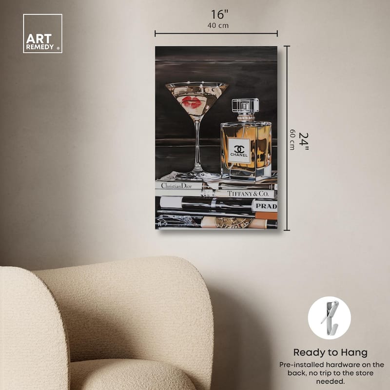 Martini Books Canvas by Art Remedy, Gallery Wrapped
