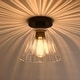preview thumbnail 10 of 10, Dalton 1-Light Matte Black Cone Flush Mount Lighting Fixture, Clear Ribbed Glass Shade Low Ceilings Hallway Kitchen