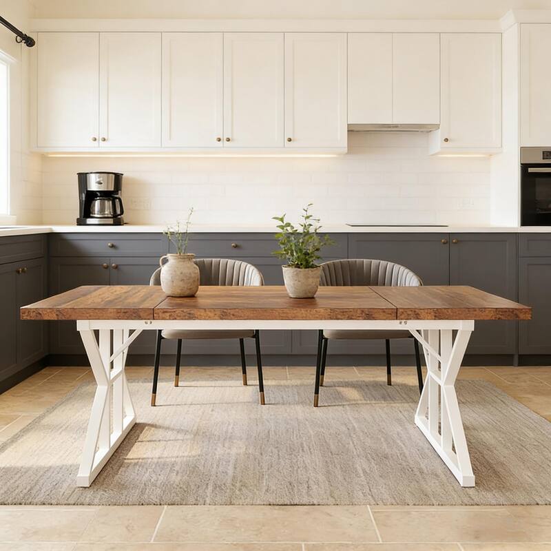 Kitchen Table,Rustic Dining Table,Modern Conference table - Brown,White