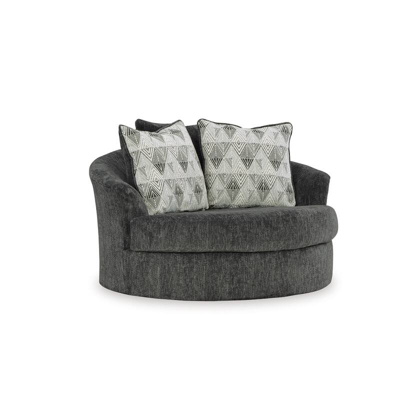 Signature Design by Ashley Biddeford Gray Oversized Swivel Accent Chair - 56"W x 55"D x 39"H