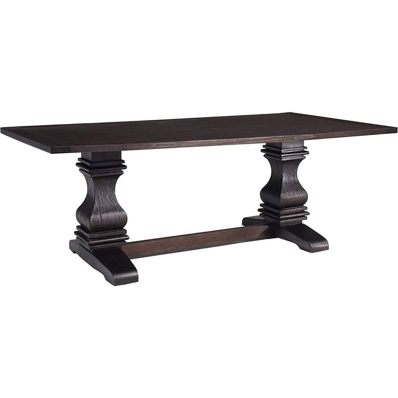 Contemporary Rectangular Dining Table - Double Pedestal Rustic Espresso Finish - 86" Long Table - 86
