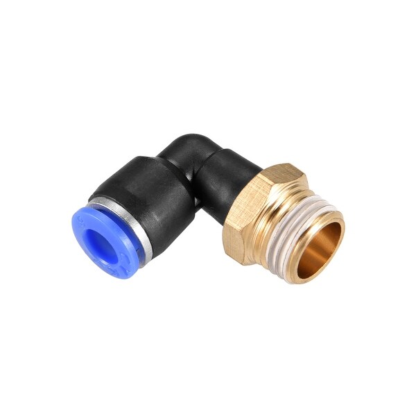 PL6-02 Push to Connect Tube Fitting, 15/64" Tube OD x 1/4" G Thread Blue 8pcs