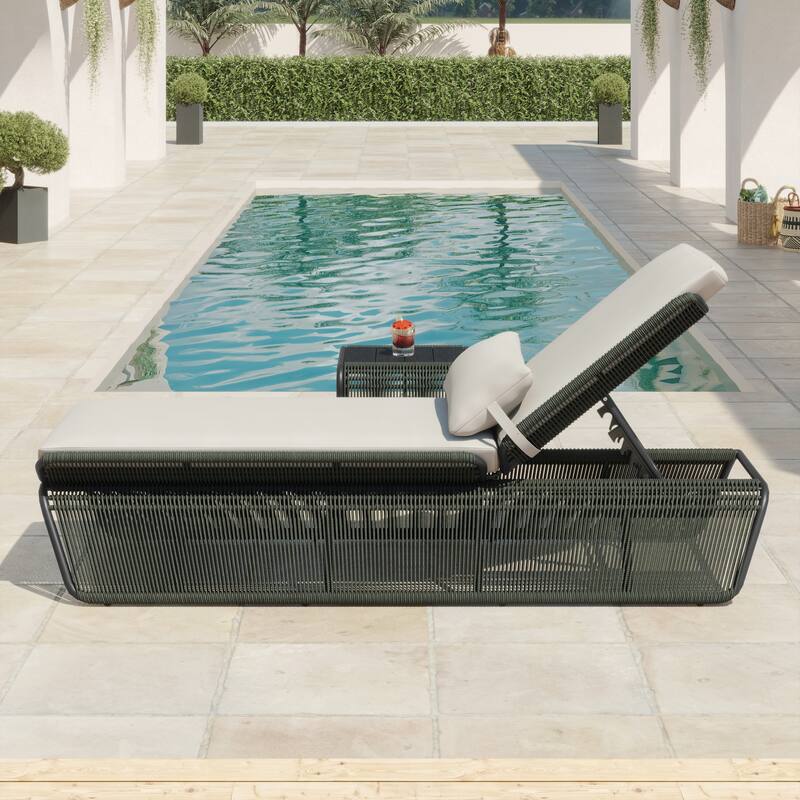Corvus Corral 2-piece Adjustable Outdoor Wicker Chaise Lounge Set with Sunbrella Cushion