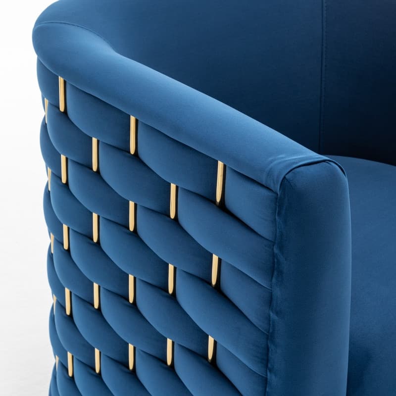 Modern Glam Velvet Upholstered 360 Degree Swivel Barrel Chair