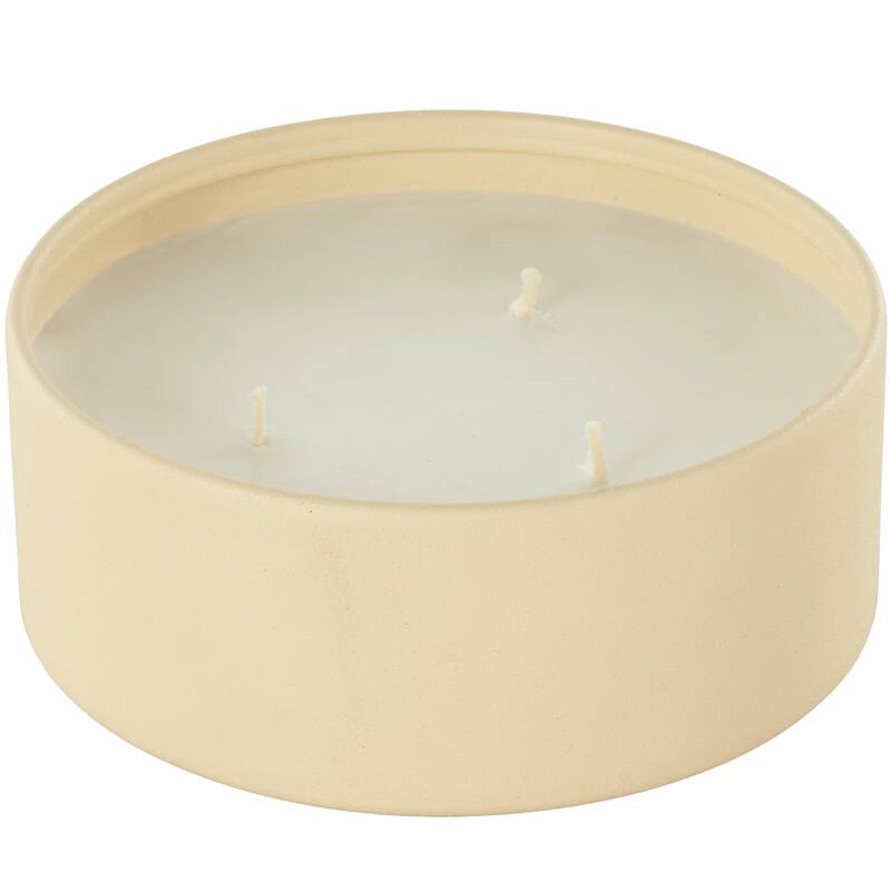 Beige, Black or Cream Metal Scented Textured 22oz 3 Wick Decorative Candle with White Wax