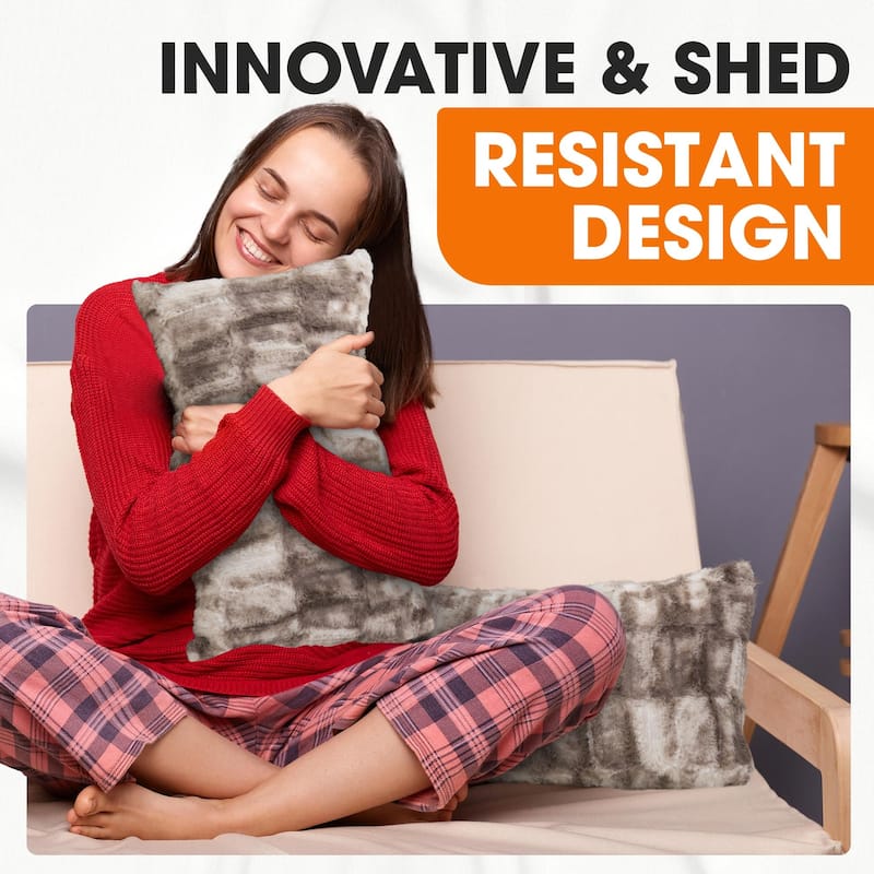 Cheer Collection Set of 2 Decorative Faux Fur Throw Pillow