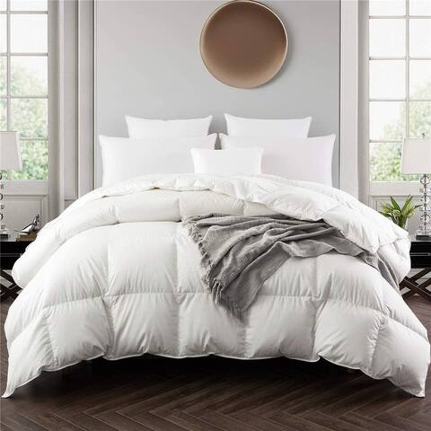 All Season 75 White Down Comforter 600FP with Baffled Box Construction
