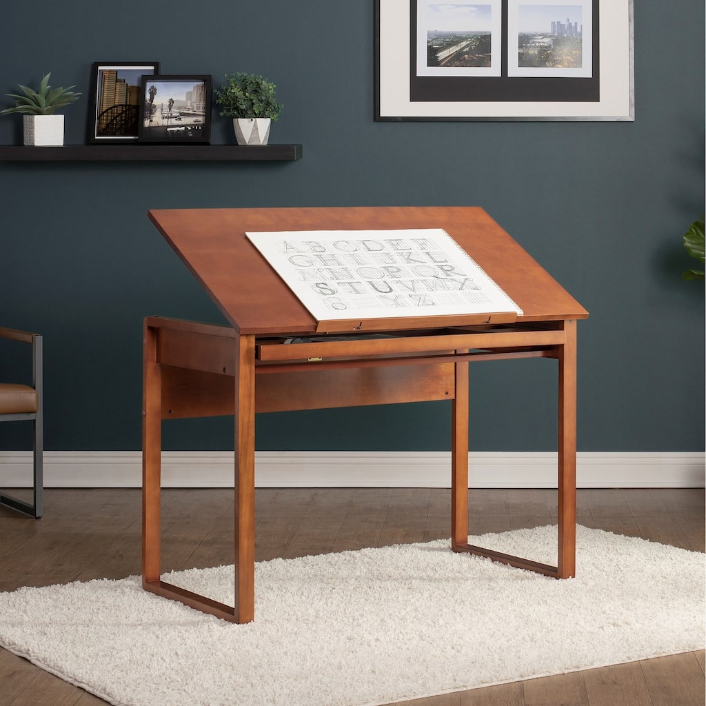 Studio Designs Ponderosa Sonoma Brown Solid Wood Drafting Table