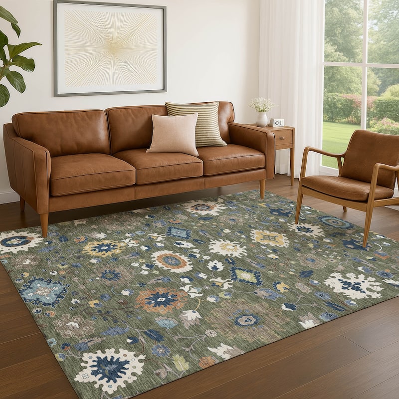 Machine Washable Indoor/ Outdoor Traditional Marci Chantille Rug