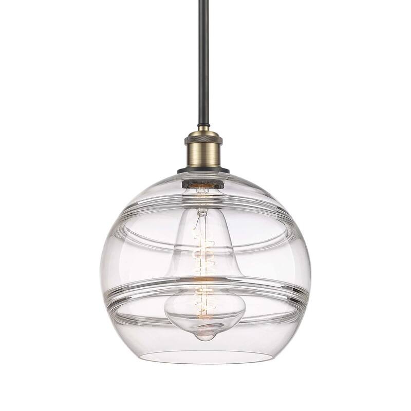 Innovations Lighting 516-1S-12-10 Rochester Pendant Rochester 10" Wide - Black Antique Brass / Clear