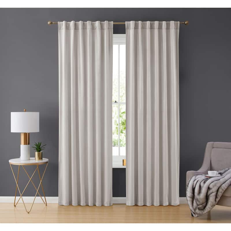 HLC.me Lopez Velvet Back Tab Rod Pocket Window Treatment Curtain Panels Bedroom & Living Room - Set of 2