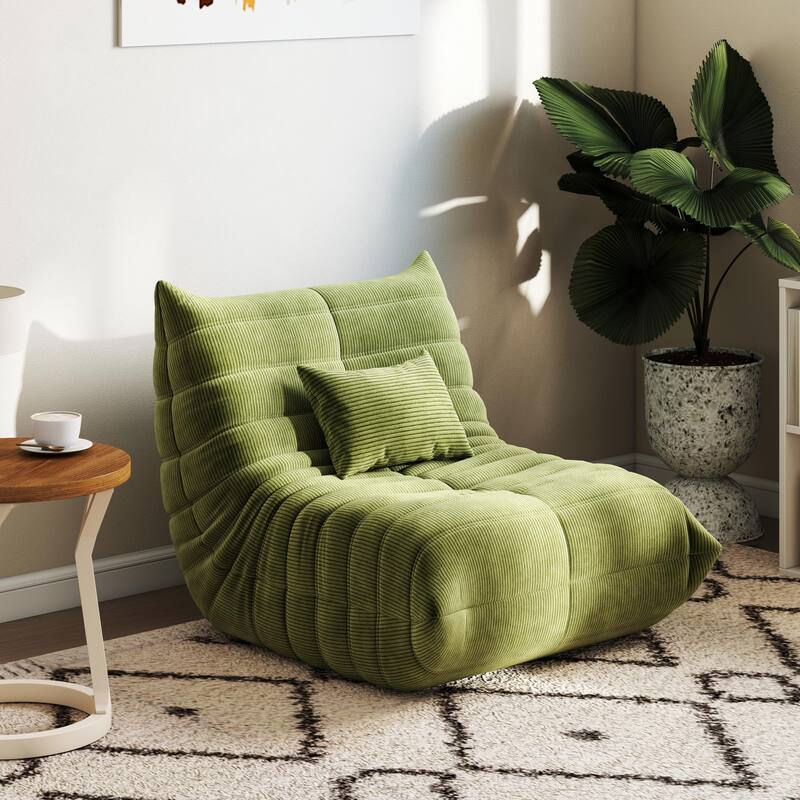 Kinbor Bean Bag Chair - Adult Bean Bag Chair with Soft Memory Foam - Green - Medium