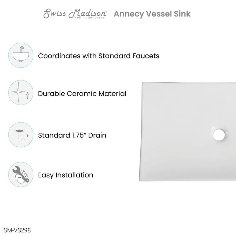 Swiss Madison SM-VS298 Annecy 25-13/16" Specialty Ceramic Vessel