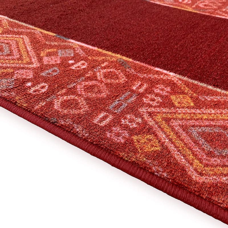 Custom Size Southwestern Border 26 Inch Wide Non-Slip Stair Runner Rug