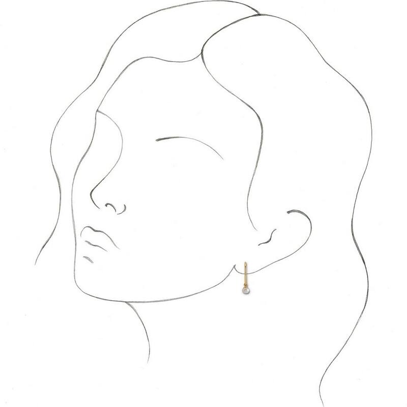 Curata 14k Yellow Gold White Cultured Pearl Dangle 30mm Endless Hoop Earrings