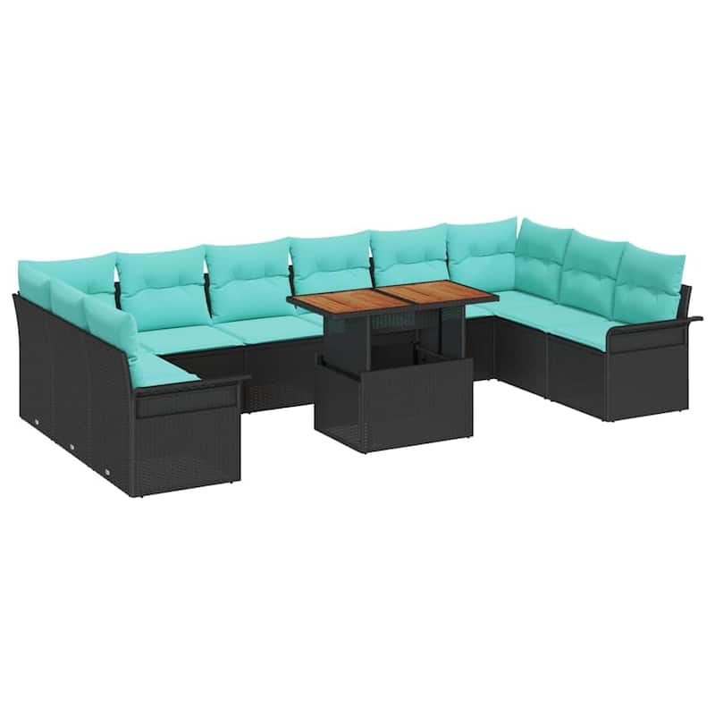 vidaXL 11 Piece Garden Sofa Set with Cushions - 95.5×92.1×27.2