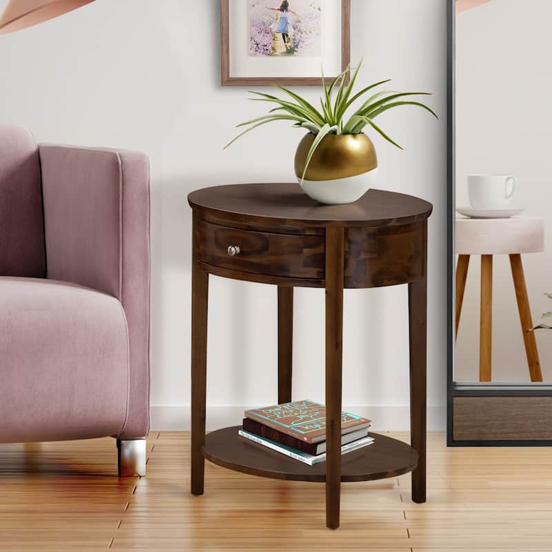 East West Furniture Mid Century Modern Nightstand with 1 Wood Drawer, Stable and Sturdy Constructed -(Finish Option)